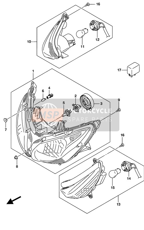 Lampada frontale combinata